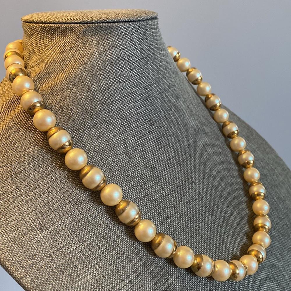 Gold Capped Pearl Necklace (Vintage)